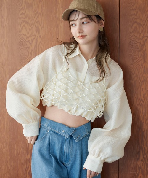 archives(アルシーヴ)の「パールビスチェ(ベスト・レディース・ベージュ・MEDIUM)」の9枚目の写真