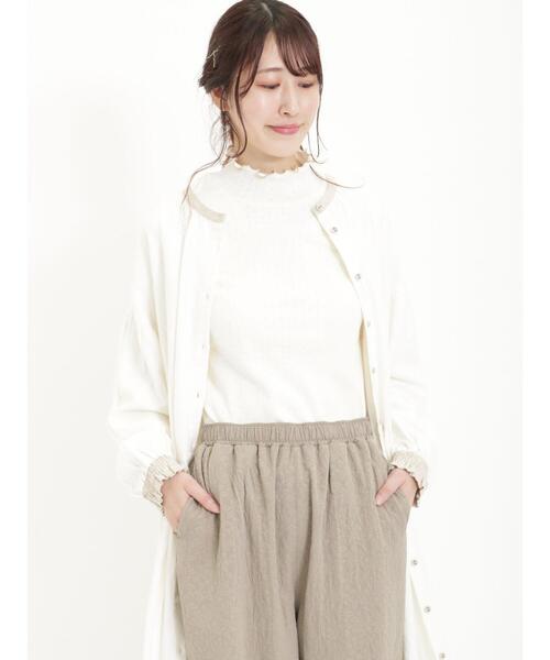 Samansa Mos2（サマンサ モスモス）の「パターンメッシュ配色メローハイネックカットソー（Tシャツ/カットソー・レディース・イエロー/モカ/パープル/キナリ・F）」の11枚目の写真