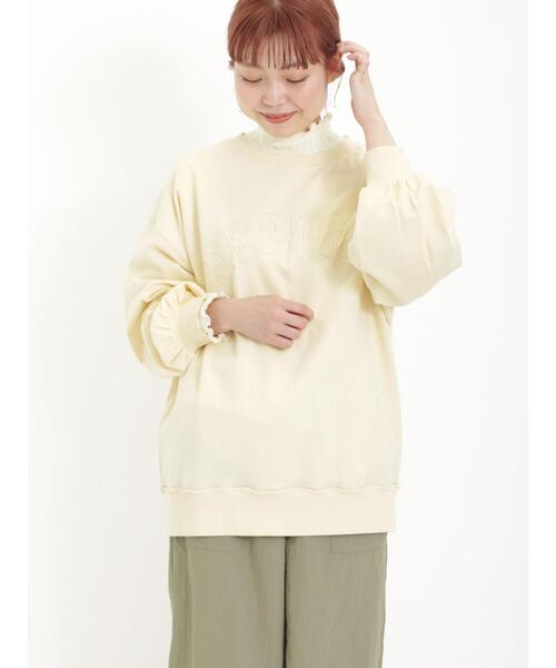 Samansa Mos2（サマンサ モスモス）の「パターンメッシュ配色メローハイネックカットソー（Tシャツ/カットソー・レディース・イエロー/モカ/パープル/キナリ・F）」の12枚目の写真