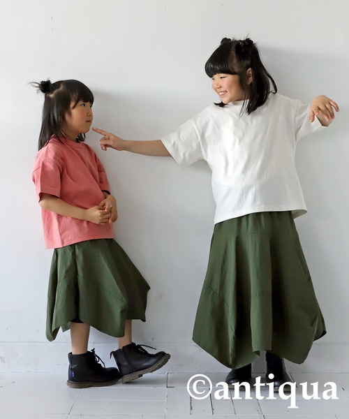 antiqua（アンティカ）の「クルーネック半袖Tシャツ（Tシャツ/カットソー・キッズ・イエロー/ネイビー/ブラック/オフホワイト/杢グレー/ピンク・130/110/120）」の8枚目の写真