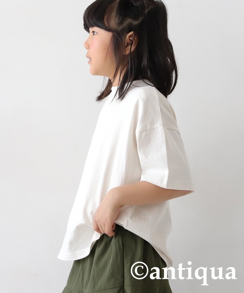 antiqua（アンティカ）の「クルーネック半袖Tシャツ（Tシャツ/カットソー・キッズ・イエロー/ネイビー/ブラック/オフホワイト/杢グレー/ピンク・130/110/120）」の21枚目の写真