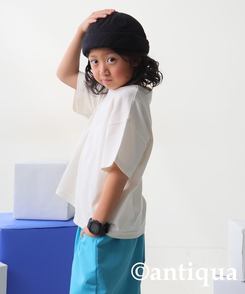 antiqua（アンティカ）の「クルーネック半袖Tシャツ（Tシャツ/カットソー・キッズ・イエロー/ネイビー/ブラック/オフホワイト/杢グレー/ピンク・130/110/120）」の17枚目の写真