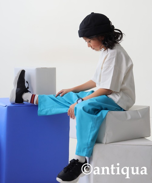 antiqua（アンティカ）の「クルーネック半袖Tシャツ（Tシャツ/カットソー・キッズ・イエロー/ネイビー/ブラック/オフホワイト/杢グレー/ピンク・130/110/120）」の19枚目の写真