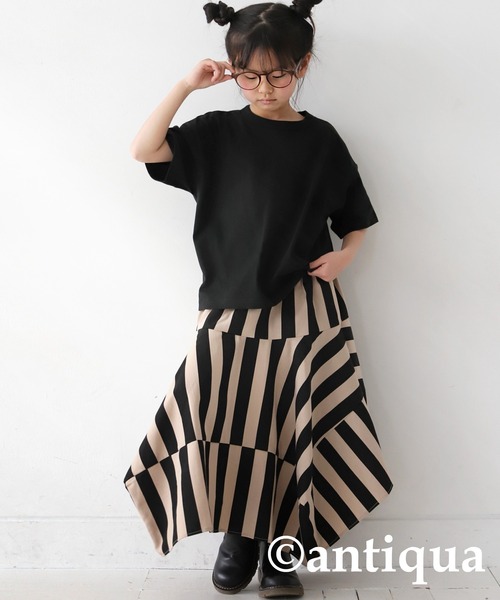 antiqua（アンティカ）の「クルーネック半袖Tシャツ（Tシャツ/カットソー・キッズ・イエロー/ネイビー/ブラック/オフホワイト/杢グレー/ピンク・130/110/120）」の22枚目の写真