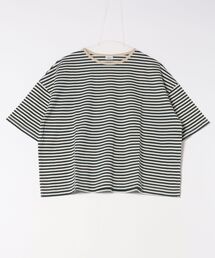 PAR ICI | ボーダー配色バインダー 5分袖BIG Tシャツ(Tシャツ/カットソー)