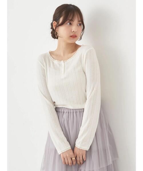 earth music&ecology（アースミュージックアンドエコロジー）の「アイレットジャガードタイトプルオーバー（Tシャツ/カットソー・レディース・ブルー/杢グレー/アイボリー/レッド・FREE）」の21枚目の写真