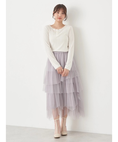 earth music&ecology（アースミュージックアンドエコロジー）の「アイレットジャガードタイトプルオーバー（Tシャツ/カットソー・レディース・ブルー/杢グレー/アイボリー/レッド・FREE）」の15枚目の写真