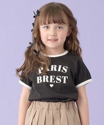 Lycee mine | 【型崩れしないやわらかコットン】フロッキープリントリンガーTシャツ(Tシャツ/カットソー)