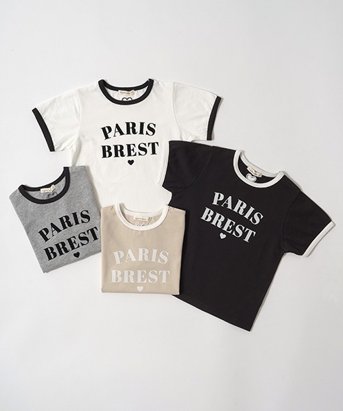 Lycee mine(リセマイン)の「【型崩れしないやわらかコットン】フロッキープリントリンガーTシャツ(Tシャツ/カットソー・キッズ・オフホワイト/トップグレー/ブラック/ライトベージュ・100cm/110cm/120cm/130cm/140cm/150cm)」の5枚目の写真