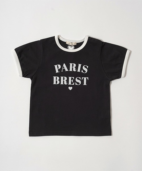 Lycee mine(リセマイン)の「【型崩れしないやわらかコットン】フロッキープリントリンガーTシャツ(Tシャツ/カットソー・キッズ・オフホワイト/トップグレー/ブラック/ライトベージュ・100cm/110cm/120cm/130cm/140cm/150cm)」の6枚目の写真