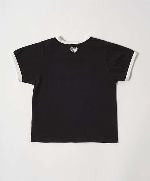 Lycee mine(リセマイン)の「【型崩れしないやわらかコットン】フロッキープリントリンガーTシャツ(Tシャツ/カットソー・キッズ・オフホワイト/トップグレー/ブラック/ライトベージュ・100cm/110cm/120cm/130cm/140cm/150cm)」の7枚目の写真