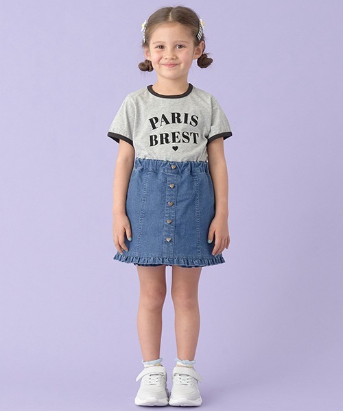 Lycee mine(リセマイン)の「【型崩れしないやわらかコットン】フロッキープリントリンガーTシャツ(Tシャツ/カットソー・キッズ・オフホワイト/トップグレー/ブラック/ライトベージュ・100cm/110cm/120cm/130cm/140cm/150cm)」の12枚目の写真