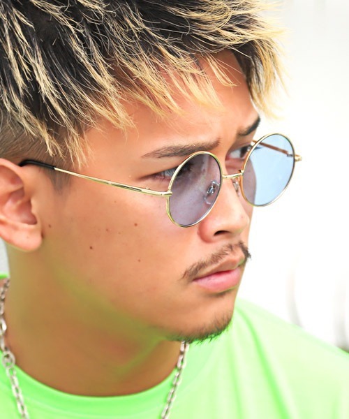 LUXSTYLE（ラグスタイル）の「ラウンドサングラス（サングラス・メンズ・ライトパープル/ゴールド/スモーク/ライトブルー/ライトピンク/ライトブラウン/シルバー/ブラック・FREE）」の3枚目の写真