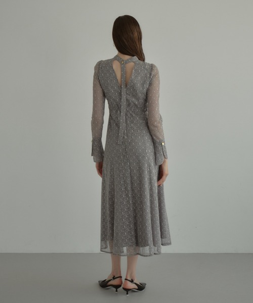 バックオープンジオメトリックドレス / back open geometric dress