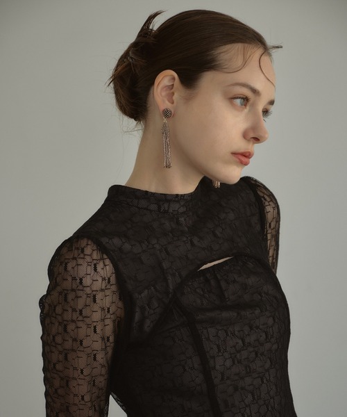 ANDRESD(アンドレスド)の「バックオープンジオメトリックドレス / back open geometric dress(ドレス・レディース・イエロー/グレー/オリーブ/ブラウン/ブラック・S/M/L)」の6枚目の写真