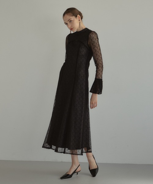 美品 ANDRESD アンドレスド バックオープンジオメトリックドレス L バックオープンジオメトリックドレス / back open geometric dress