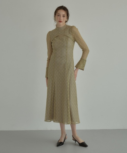 バックオープンジオメトリックドレス / back open geometric dress