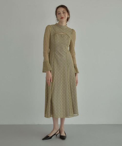 バックオープンジオメトリックドレス / back open geometric dress