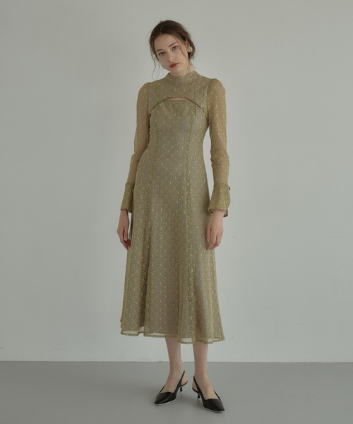 極美品 ANDRESD アンドレスド バックオープンジオメトリックドレス L バックオープンジオメトリックドレス / back open geometric dress