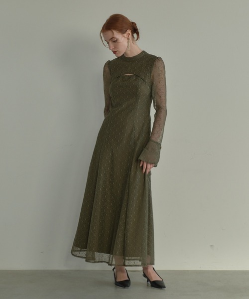 ANDRESD(アンドレスド)の「バックオープンジオメトリックドレス / back open geometric dress(ドレス・レディース・イエロー/グレー/オリーブ/ブラウン/ブラック・S/M/L)」の15枚目の写真
