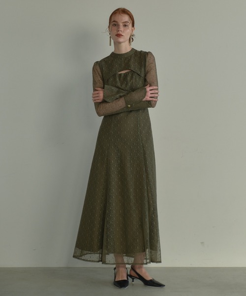 ANDRESD(アンドレスド)の「バックオープンジオメトリックドレス / back open geometric dress(ドレス・レディース・イエロー/グレー/オリーブ/ブラウン/ブラック・S/M/L)」の13枚目の写真
