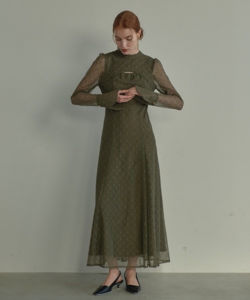 バックオープンジオメトリックドレス / back open geometric dress