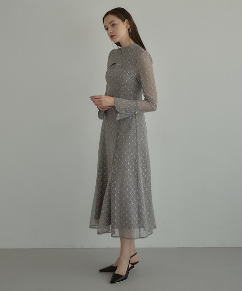 セール】バックオープンジオメトリックドレス / back open geometric