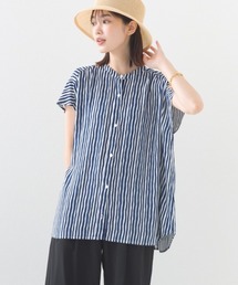 レーヨンフレンチスリーブバンドカラーシャツ