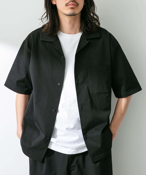 URBAN RESEARCH Sonny Label（アーバンリサーチサニーレーベル）の「『吸水速乾/接触冷感/イージーケア』マルチ機能オープンカラーショートスリーブシャツ（シャツ/ブラウス・メンズ・ブラック/ベージュ/カーキ・MEDIUM/LARGE）」の2枚目の写真