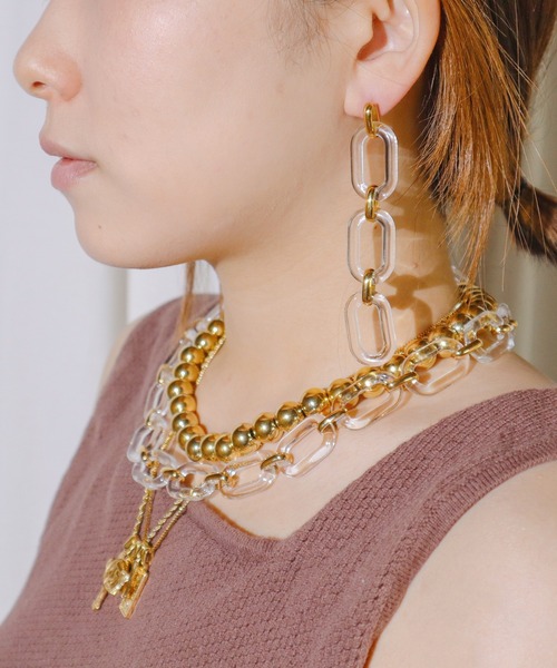 TUWAKRIM（トゥワクリム）の「【TUWAKRIM】クリアチェーンロングピアス（ピアス（両耳用）・レディース・クリア・MEDIUM）」の6枚目の写真