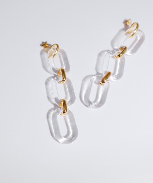 TUWAKRIM（トゥワクリム）の「【TUWAKRIM】クリアチェーンロングピアス（ピアス（両耳用）・レディース・クリア・MEDIUM）」の8枚目の写真