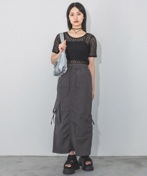 PAGEBOY（ページボーイ）の「マルチポケットナロースカート（スカート・レディース・チャコールグレー/ブラック・FREE）」の5枚目の写真