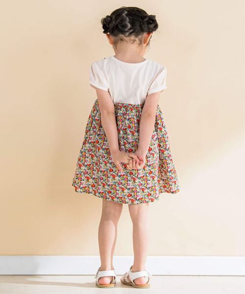 Noeil aime BeBe(ノイユエイムベベ)の「パフスリープ花柄切り替えワンピース(80~130cm)(ワンピース・キッズ・ブルー系その他/レッド系その他・120cm/130cm/80cm/90cm/110cm/100cm)」の4枚目の写真