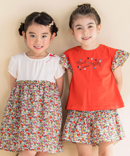 Noeil aime BeBe(ノイユエイムベベ)の「パフスリープ花柄切り替えワンピース(80~130cm)(ワンピース・キッズ・ブルー系その他/レッド系その他・120cm/130cm/80cm/90cm/110cm/100cm)」の5枚目の写真