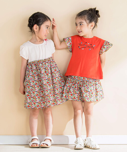 Noeil aime BeBe(ノイユエイムベベ)の「パフスリープ花柄切り替えワンピース(80~130cm)(ワンピース・キッズ・ブルー系その他/レッド系その他・120cm/130cm/80cm/90cm/110cm/100cm)」の6枚目の写真