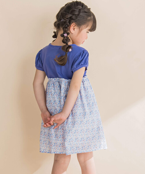 Noeil aime BeBe(ノイユエイムベベ)の「パフスリープ花柄切り替えワンピース(80~130cm)(ワンピース・キッズ・ブルー系その他/レッド系その他・120cm/130cm/80cm/90cm/110cm/100cm)」の7枚目の写真