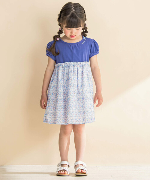 Noeil aime BeBe(ノイユエイムベベ)の「パフスリープ花柄切り替えワンピース(80~130cm)(ワンピース・キッズ・ブルー系その他/レッド系その他・120cm/130cm/80cm/90cm/110cm/100cm)」の8枚目の写真