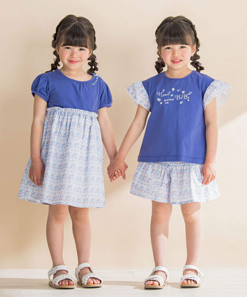 Noeil aime BeBe(ノイユエイムベベ)の「パフスリープ花柄切り替えワンピース(80~130cm)(ワンピース・キッズ・ブルー系その他/レッド系その他・120cm/130cm/80cm/90cm/110cm/100cm)」の10枚目の写真