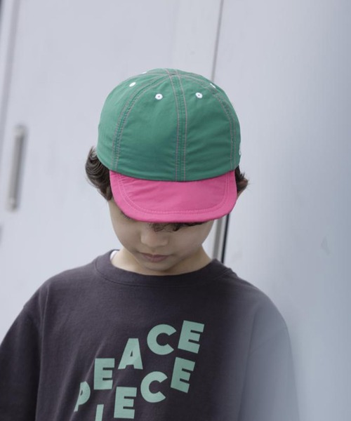 ARCH & LINE(アーチアンドライン)の「《環境配慮素材》UVCUT NYLON CRAZY CAP 紫外線カット 撥水 接触冷感(キャップ・キッズ・オレンジ/ネイビー/グリーン/ブルー/ブラック/オフホワイト・60/54/57)」の1枚目の写真