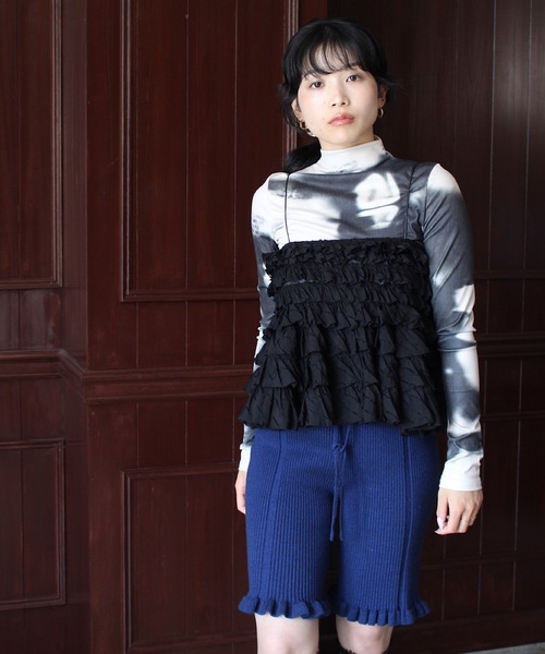 SANSeLF（サンセルフ）の「Se ボリュームフリルリブハーフパンツ【SANSeLF】sanw24s024（その他パンツ・レディース・ブラウン/ネイビー・FREE）」の15枚目の写真