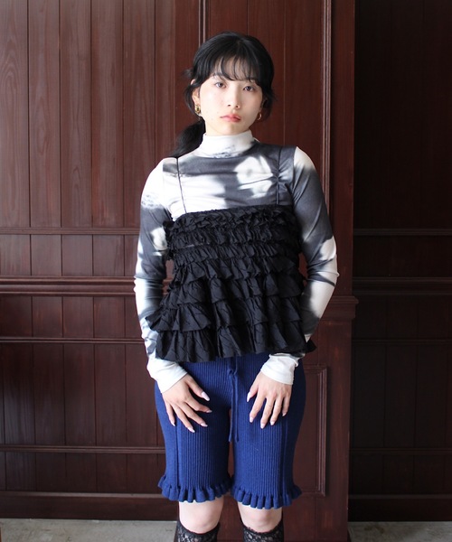 SANSeLF（サンセルフ）の「Se ボリュームフリルリブハーフパンツ【SANSeLF】sanw24s024（その他パンツ・レディース・ブラウン/ネイビー・FREE）」の3枚目の写真