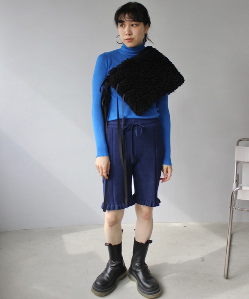Se ボリュームフリルリブハーフパンツ【SANSeLF】sanw24s024 Se ボリュームフリルリブハーフパンツ【SANSeLF】sanw24s024