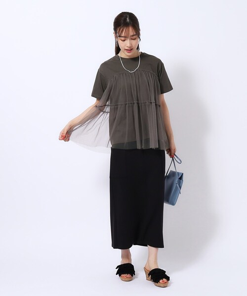 DRESKIP（ドレスキップ）の「◆【高レビュー】チュールが目を惹く！ 大人の技ありTシャツ（Tシャツ/カットソー・レディース・チャコールグレー/オフホワイト/ブラック・02/04/03）」の19枚目の写真
