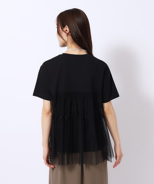 DRESKIP（ドレスキップ）の「◆【高レビュー】チュールが目を惹く！ 大人の技ありTシャツ（Tシャツ/カットソー・レディース・チャコールグレー/オフホワイト/ブラック・02/04/03）」の15枚目の写真