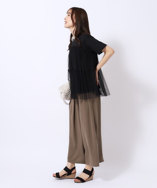 DRESKIP（ドレスキップ）の「◆【高レビュー】チュールが目を惹く！ 大人の技ありTシャツ（Tシャツ/カットソー・レディース・チャコールグレー/オフホワイト/ブラック・02/04/03）」の13枚目の写真