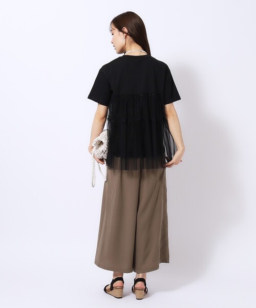 DRESKIP（ドレスキップ）の「◆【高レビュー】チュールが目を惹く！ 大人の技ありTシャツ（Tシャツ/カットソー・レディース・チャコールグレー/オフホワイト/ブラック・02/04/03）」の12枚目の写真