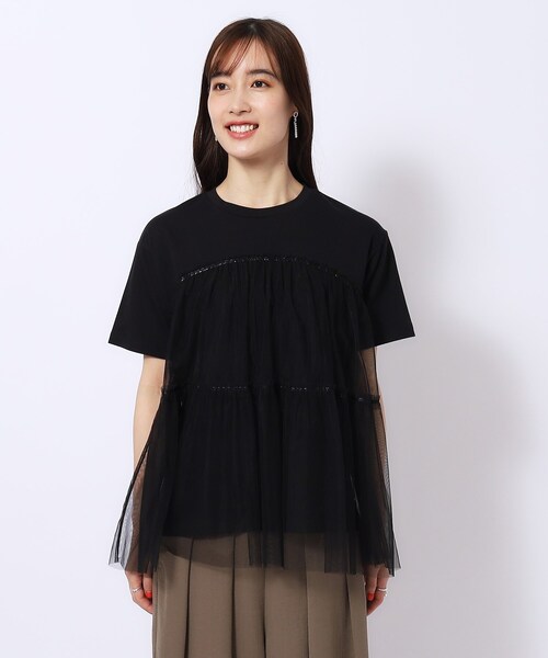 DRESKIP（ドレスキップ）の「◆【高レビュー】チュールが目を惹く！ 大人の技ありTシャツ（Tシャツ/カットソー・レディース・チャコールグレー/オフホワイト/ブラック・02/04/03）」の22枚目の写真