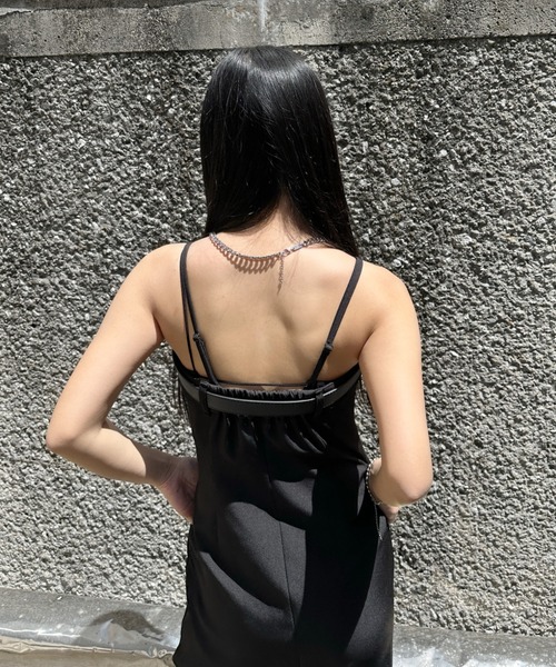 着用一回⭐︎美品　リンカブル　ドットキャミ　ブラック リボンストラップギャザーキャミワンピース[tg671] | レディース