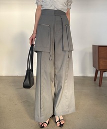 [全骨格美脚見え]スカートレイヤードスラックス