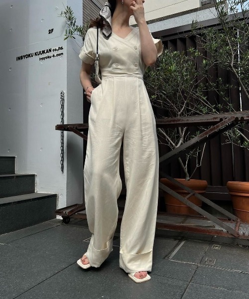 WILLFULLY（ウィルフリー）の「rollup linen kaftan all-in-one